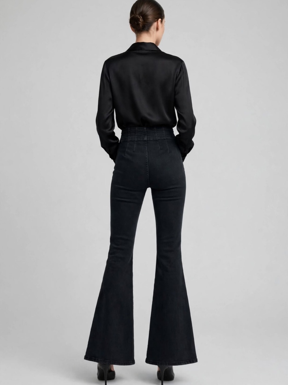 Free People We The Free Jayde Flare Jeans 29 Black High Rise 32 Inseam